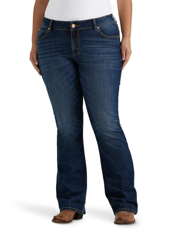 Wrangler Women's Retro Rise Boot Cut Jean, Mid Wash, 7W x 36L