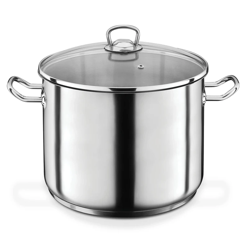 GSW Stahlwaren GmbH Jumbo Cooking Pot, Silver/Clear, 28 x 25 cm, 15 Litre