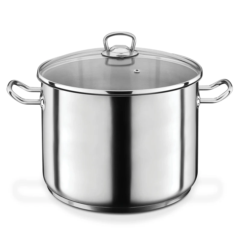 GSW Stahlwaren GmbH Jumbo Cooking Pot, Silver/Clear, 28 x 19 cm, 12 Litre