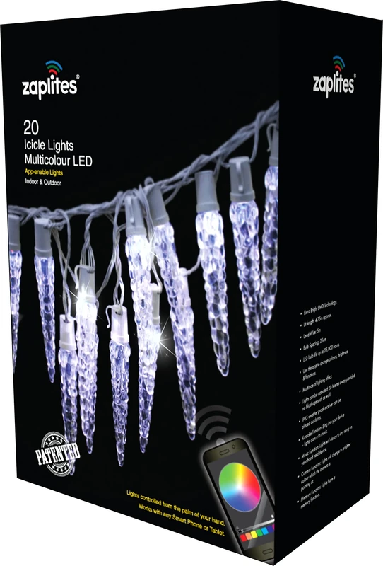 Festive Productions Zaplites Icicle Lights, Multi-Colour - Image 1