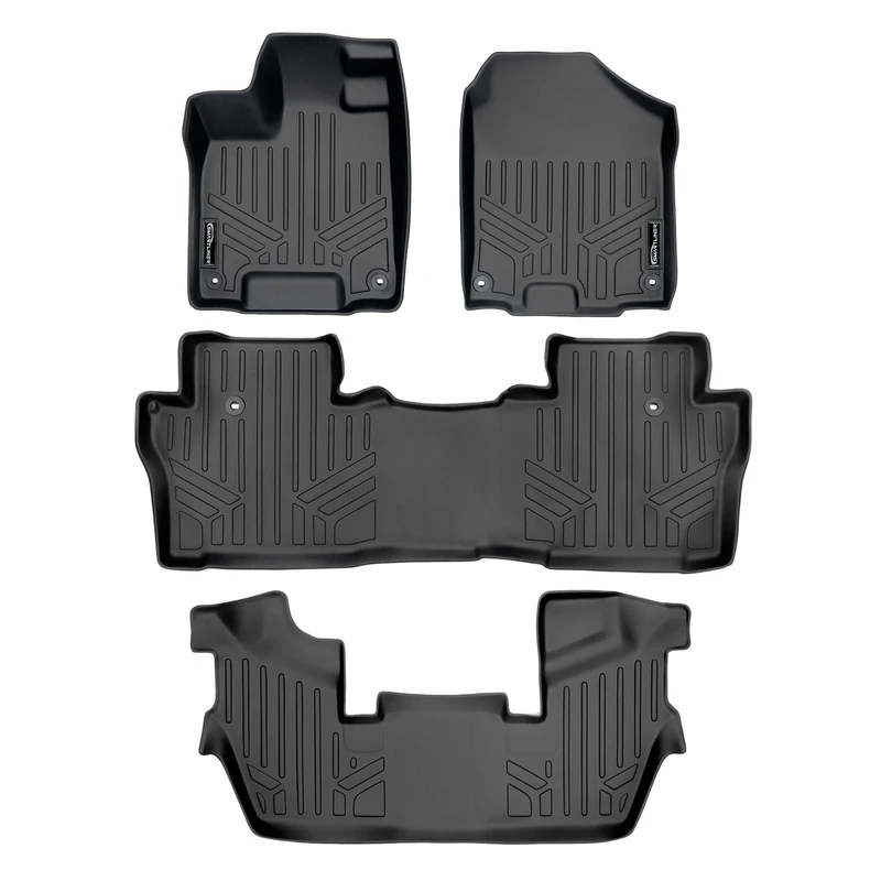 MAXLINER Custom Fit Floor Mats 3 Row Liner Set Black for 2016-2019 Honda Pilot 7 Passenger Model