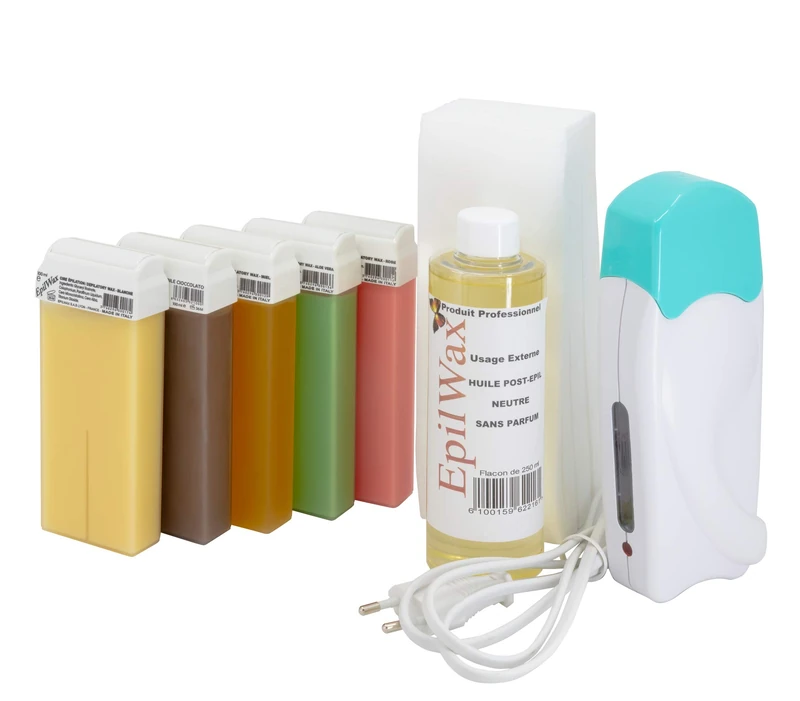 EpilWax Complete Hair Removal Waxing Kit - With 5 Different Fragrances Disposable Wax Roll-on - Set With Large Roller And Post-waxing Oil - For Legs, Armpits, And Body