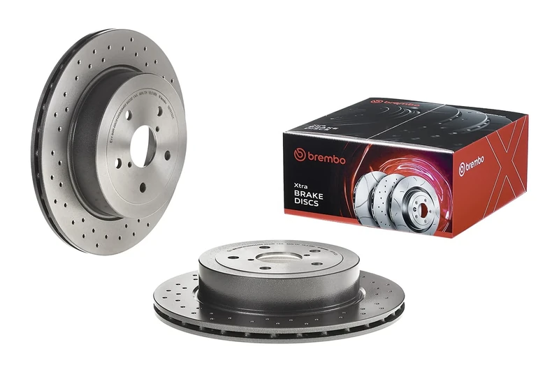 Brembo 09.7813.2X Xtra UV Coated Pillar Vented drilled Rear Brake Rotor SUBARU OE# 26700FE050