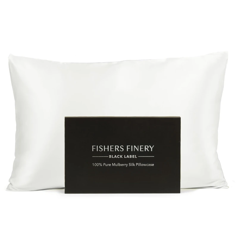 Fishers Finery 30mm 100% Pure Mulberry Silk Pillowcase, Good Housekeeping Quality Tested (White, Queen) - Image 1