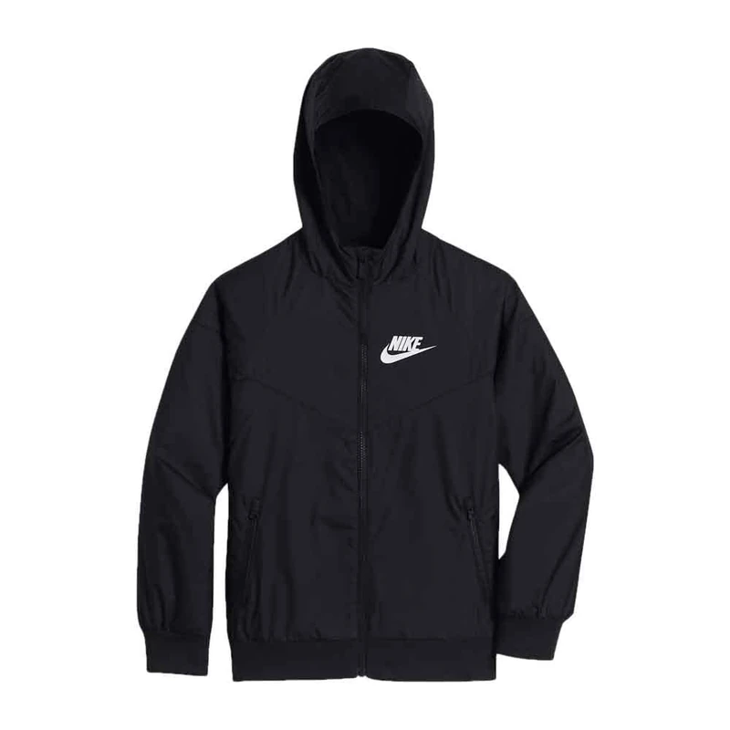 Nike 850443-011 B NSW WR JKT HD Jacket Boy's BLACK/BLACK/BLACK/WHITE XS