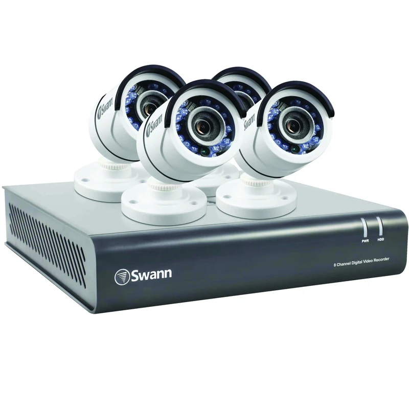 Swann SWDVK-845504-UK 8-Channel Security System and 4 Cameras with 30 m 2 TB 1080p Night Vision CCTV Kit - White