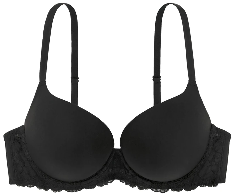 DORINA Women's Claire Super Push-Up Demi Bra - Underwired with Moulded Cups, Soft Micro Fabric, and Sensual Lace Detailing, Black