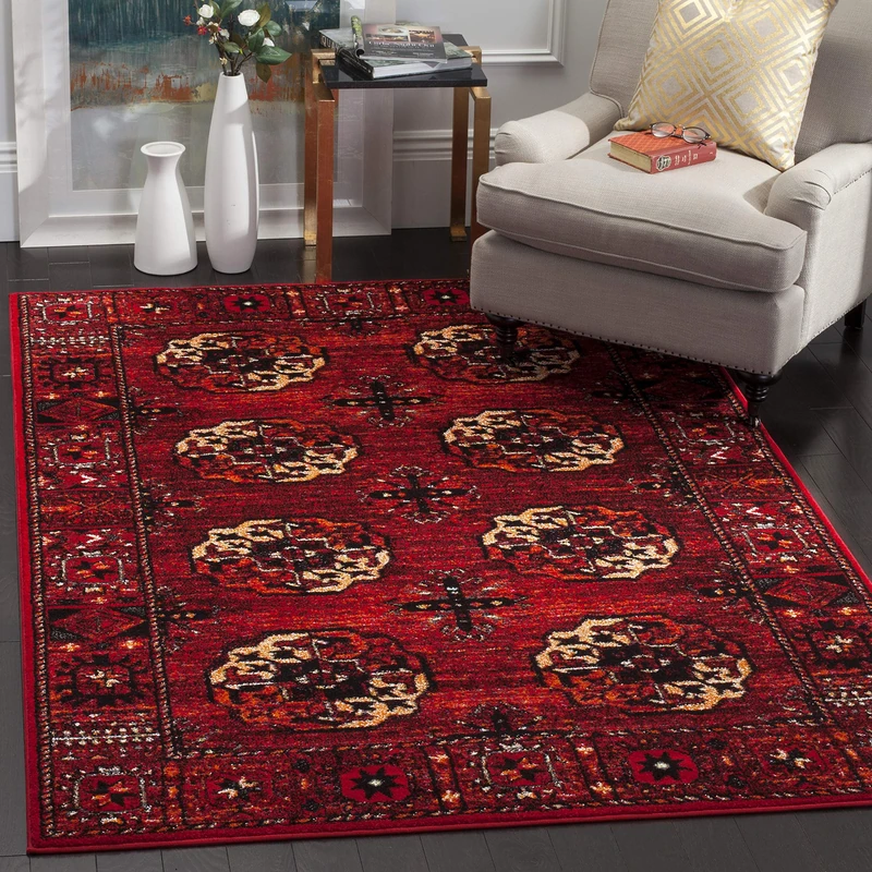 Safavieh Vintage Hamadan Indoor Woven Rectangle Area Rug, Persian Collection, VTH212, in Red/Multi, 79 X 152 cm for Living Room, Bedroom or Any Indoor Space