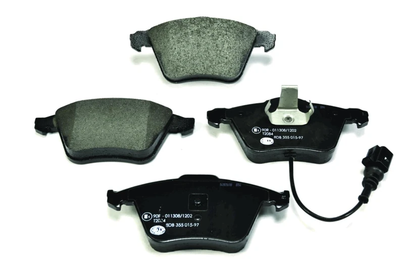 HELLA 8DB 355 015-971 Brake pad set - with integrated wear warning contact - T2084 - for e.g. AUDI / SEAT / VOLKSWAGEN - Image 1