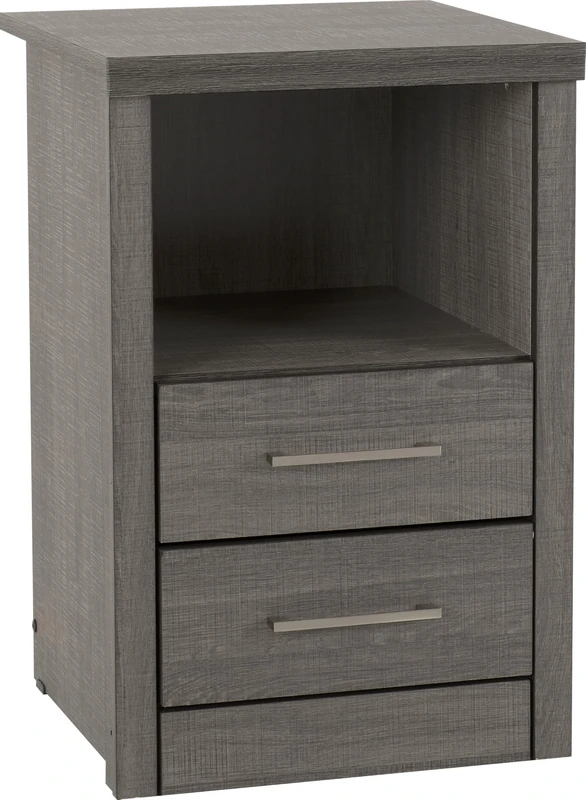Seconique Lisbon 2 Drawer Bedside in Black Wood Grain