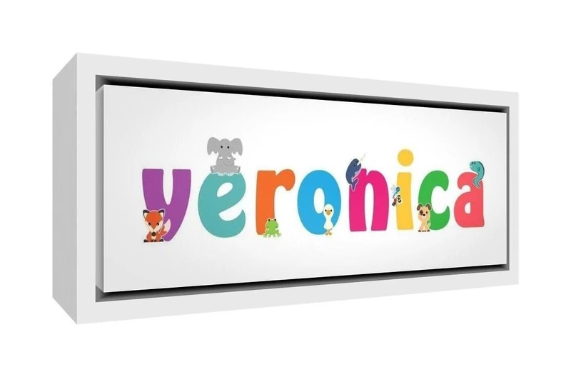 Little Helper LHV-VERONICA-3084-FCWHT-15IT Framed Canvas Print White Wood Customisable Design with Girl Name Veronica, Multicoloured, 34 x 88 x 3 cm