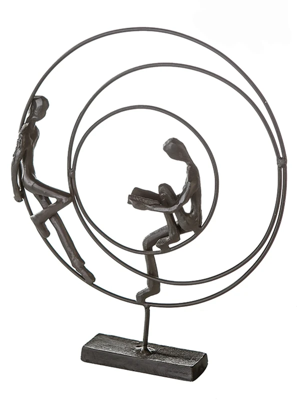 Casablanca Sculpture, Design Figurine Circles, Height: 23 cm, Burnished Iron
