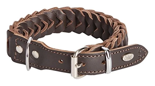 Dingo Soft Leather Dog Collar Handmade in Shell Style Full Grain Leather Brown 12171