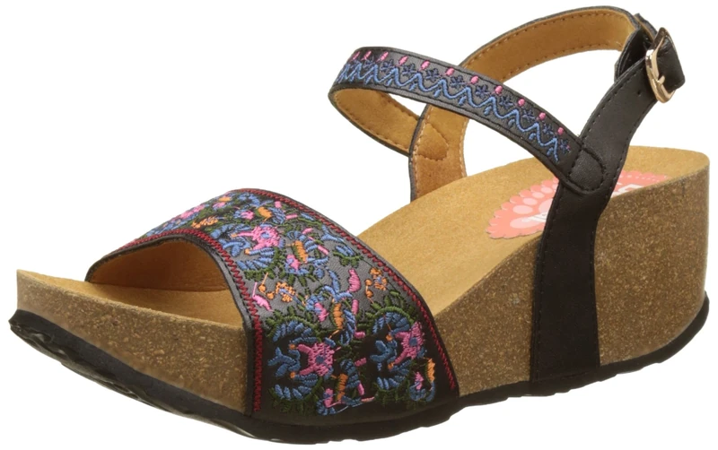 Desigual Shoes White Flowers, Women Heels Sandals, Black (Black 2000), 3.5 UK (36 EU)