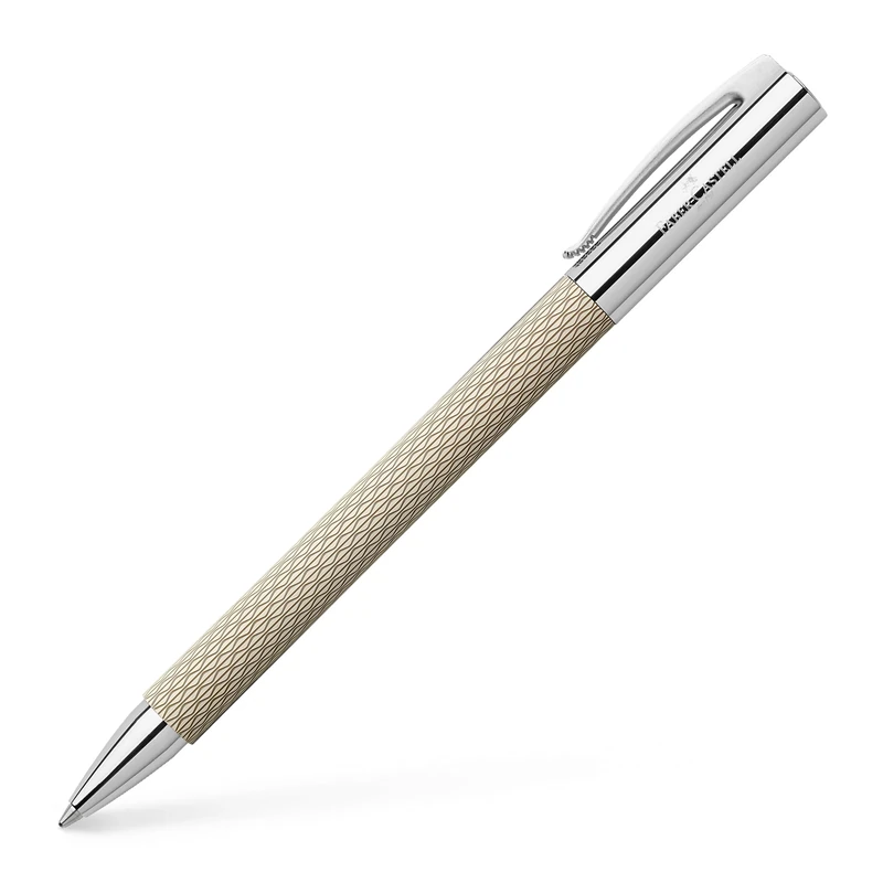 FABER-CASTELL Ambition OpArt 149616 Twist Ballpoint Pen, White Sand