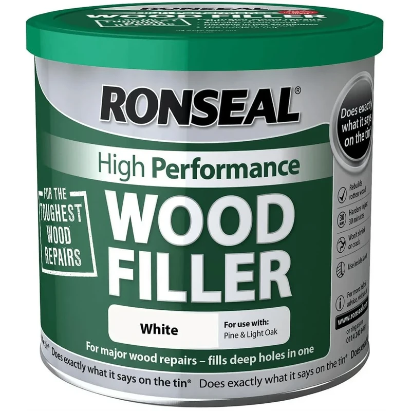 Ronseal RSLHPWFW37K High Performance Wood Filler, White, 3.7 kg