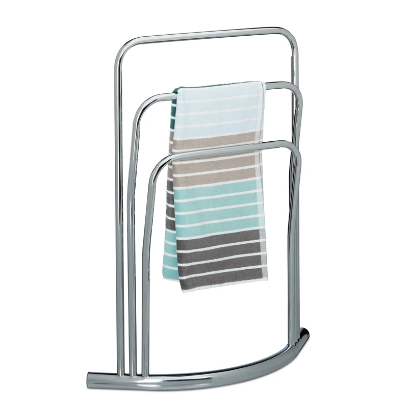Relaxdays CURVY Towel Rack, Silver, 85 x 66 x 20 cm, Metal