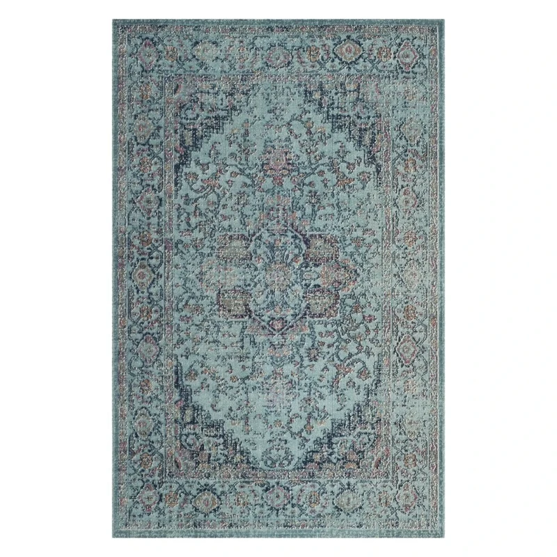 Safavieh Vintage Inspired Indoor Woven Rectangle Area Rug, Artisan Collection, ATN330, in Light Blue, 201 X 274 cm for Living Room, Bedroom or Any Indoor Space