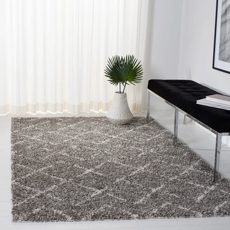 SAFAVIEH Shaggy Rug for Living Room, Dining Room, Bedroom - Arizona Shag Collection, Short Pile, in Brown and Ivory, 201 X 279 cm