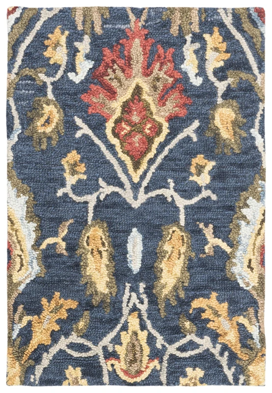 Safavieh Contemporary Rug for Living Room, Dining Room, Bedroom - Blossum Collection, Short Pile, in Navy and Mutli, 61 X 91 cm