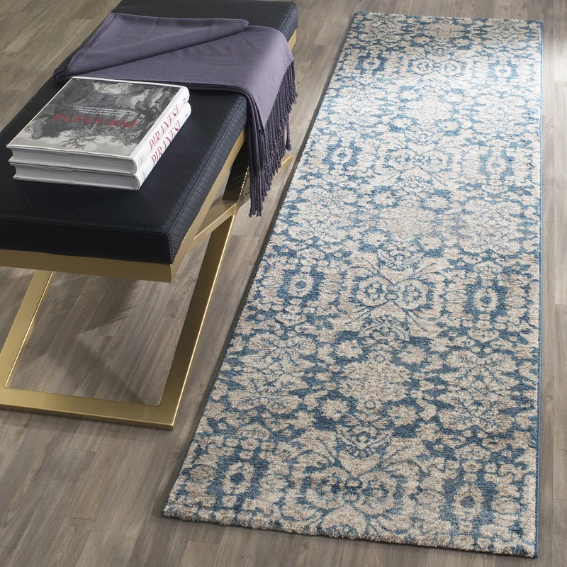 Safavieh Paros Woven Area Rug, Synthetic, Blue/Beige, 66 x 182 x 0.63500000000000001 cm