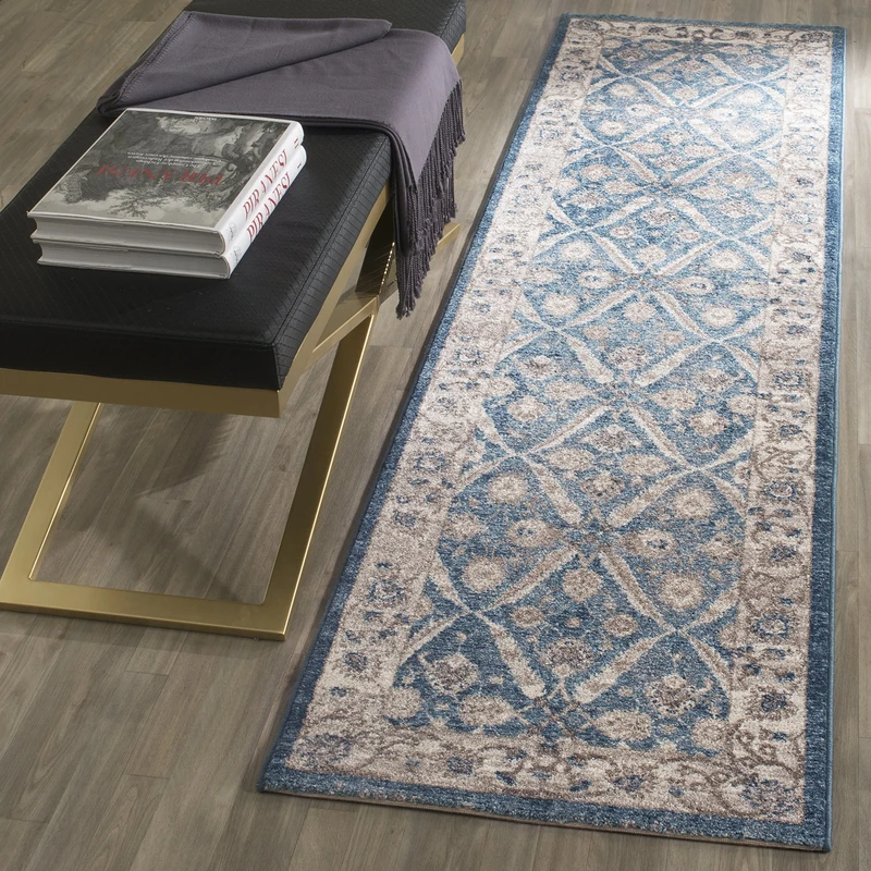 Safavieh Alysia Woven Area Rug, Synthetic, Blue/Beige, 66 x 182 x 0.63500000000000001 cm