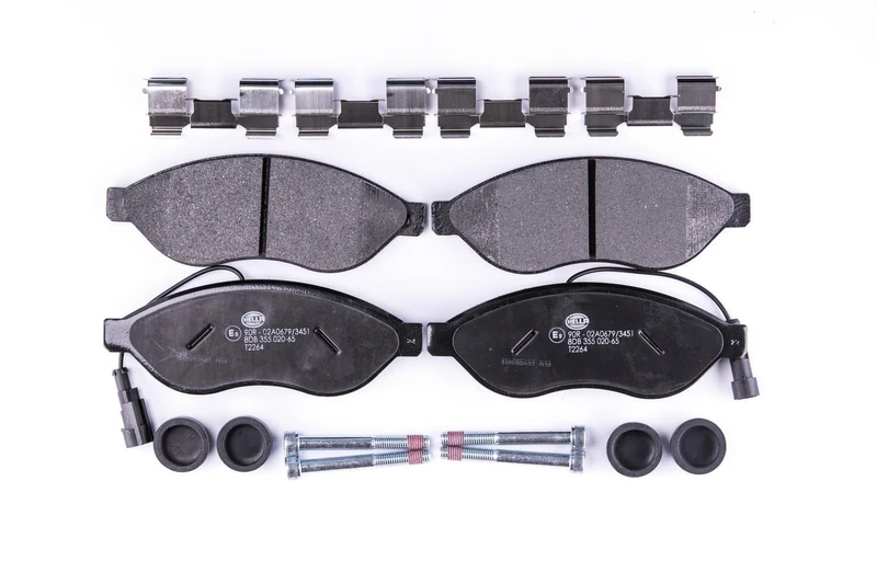 HELLA 8DB 355 020-651 Brake pad set - with integrated wear warning contact - T2264 - for e.g. CITROEN / FIAT / PEUGEOT