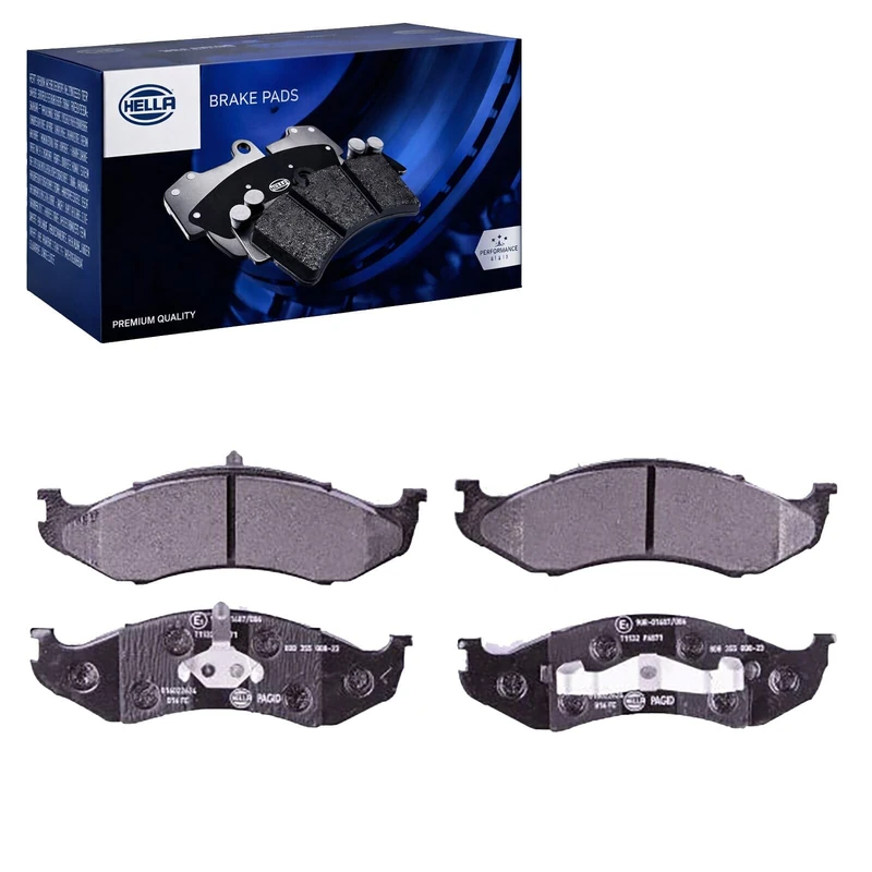 HELLA 8DB 355 008-231 Brake pad set - not prepared for wear indicator - T1132 - for e.g. JEEP / KIA / TROLLER - Image 1