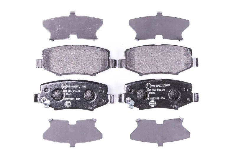 HELLA 8DB 355 014-381 Brake pad set - with acoustic wear warning - T1822 - for e.g. DODGE / JEEP