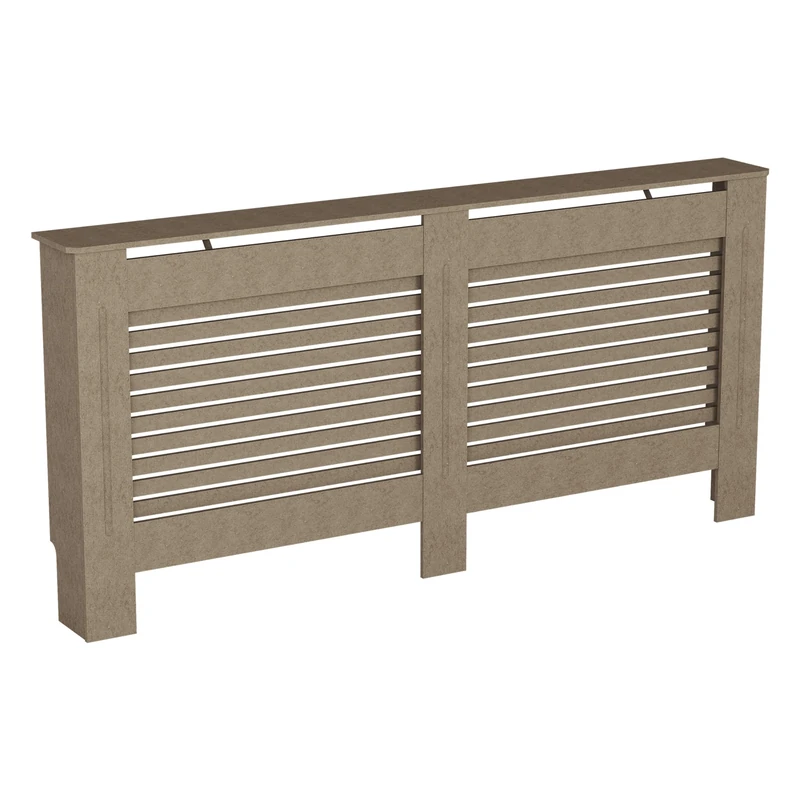 Vida Designs Milton Radiator Cover Unfinished - Extra Large - Modern Horizontal Slat Design For Optimal Heat Circulation - H82xW172xD19cm - Unpainted MDF Cabinet Ideal For Living Room & Hallway