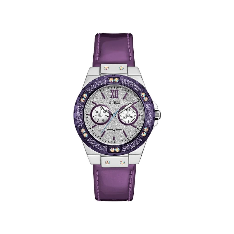 GUESS W0775L6 Women's Analogue Quartz Watch with Leather Strap, Multicoloured, Bracelet