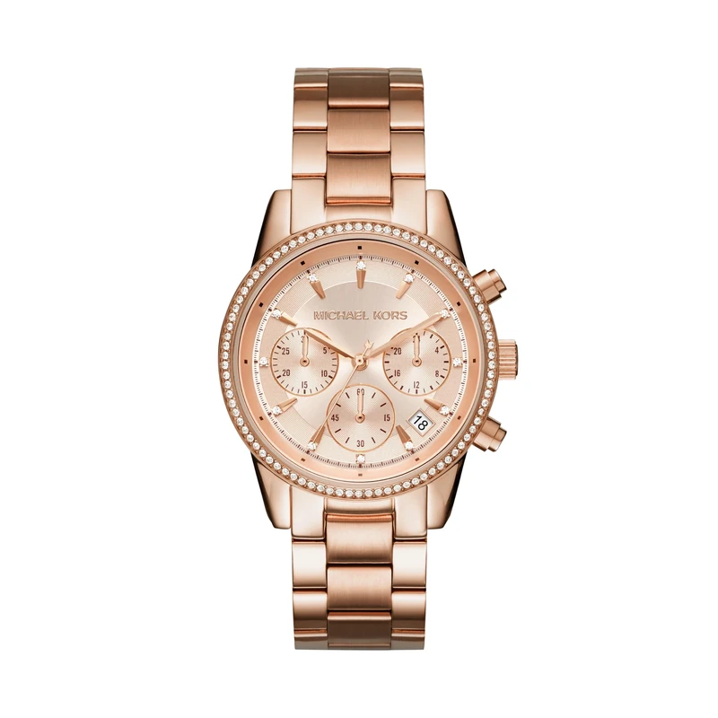 Michael Kors Ritz Chronograph Rose Gold Stainless Steel Strap Women's Watch MK6357