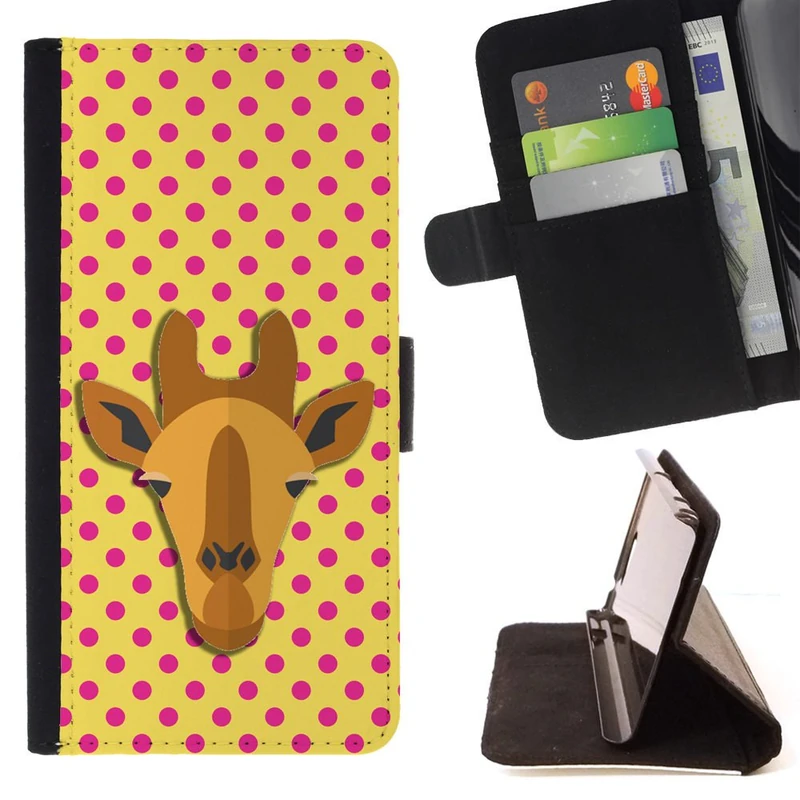 BeanShells Microsoft Lumia 850 Case [Flip Cover Leather Wallet] - Giraffe Banana Pink - Image 1