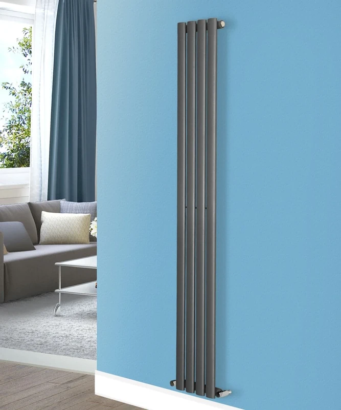 NRG Vertical 1800x236 Oval Column Designer Radiator Central Heating Single Panel Anthracite