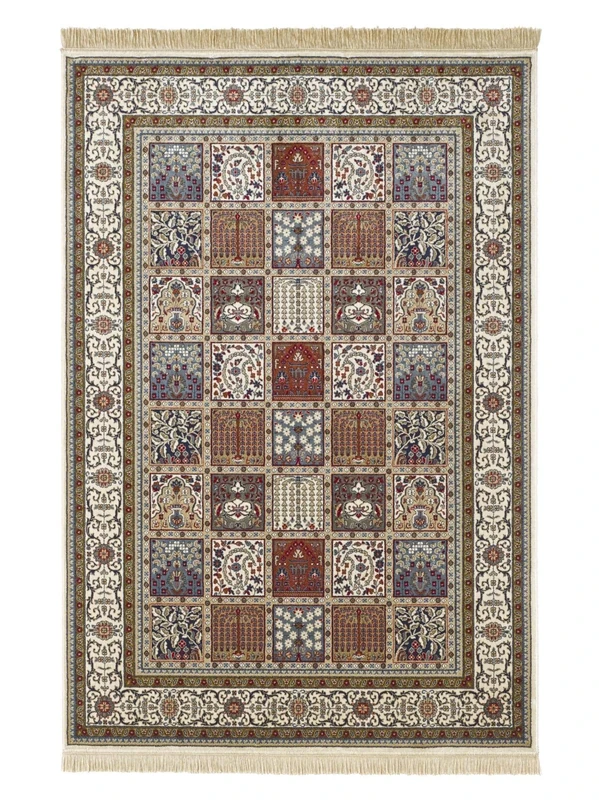 Mint Rugs Precious Living Room Rug Classic Velvet Rug with Fringes Oriental for Living Room Kitchen Hallway or Bedroom Tightly Woven Synthetic Fibre Cream Red 120 x 170 cm