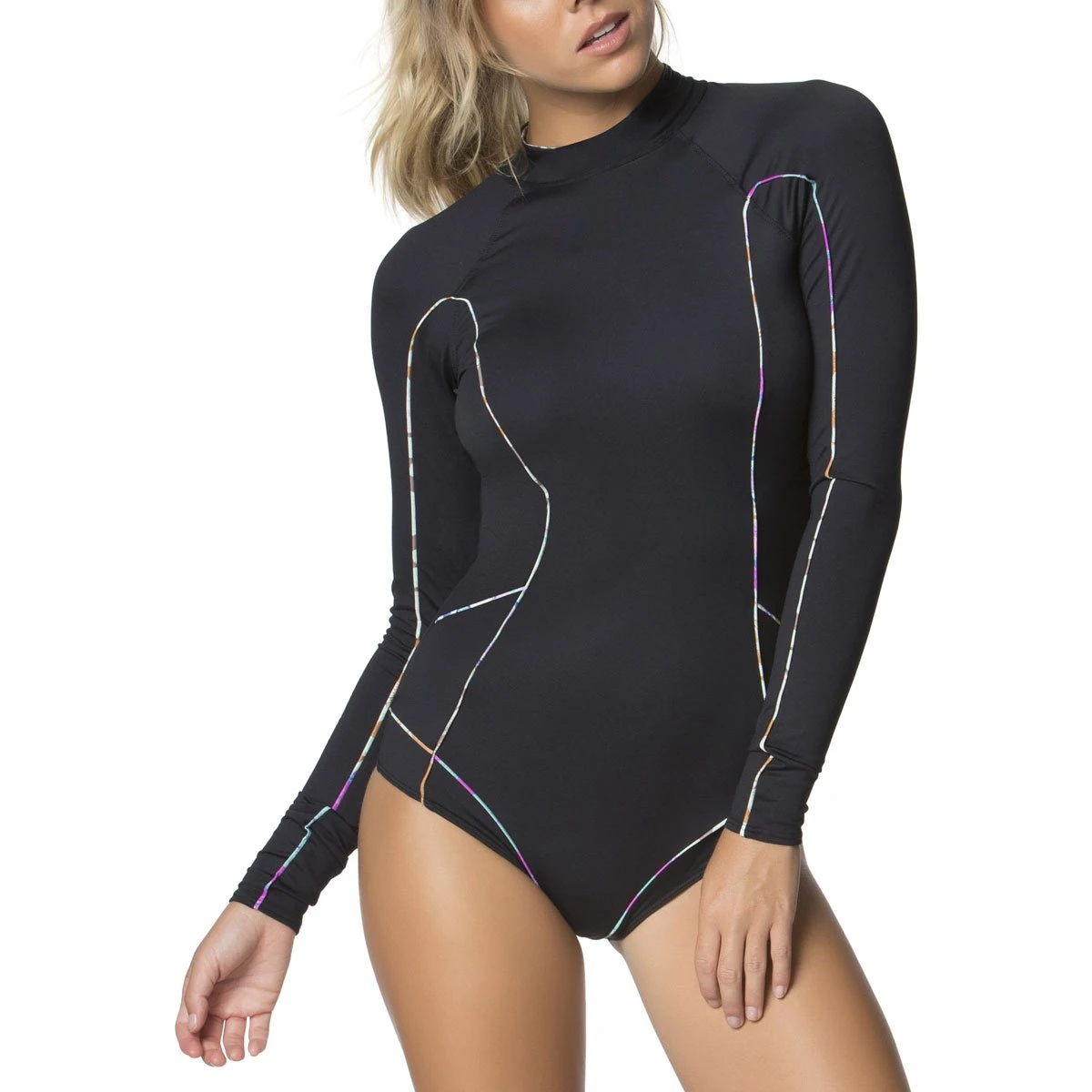 O'Neill womens Ava Long Sleeve One Piece Swimsuit One-Piece Swimsuit - Black -