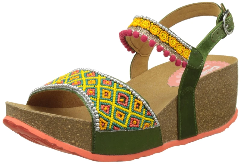 Desigual Shoes Bio7 Beads, Women Heels Sandals, Green (Green 4130), 5 UK (38 EU)