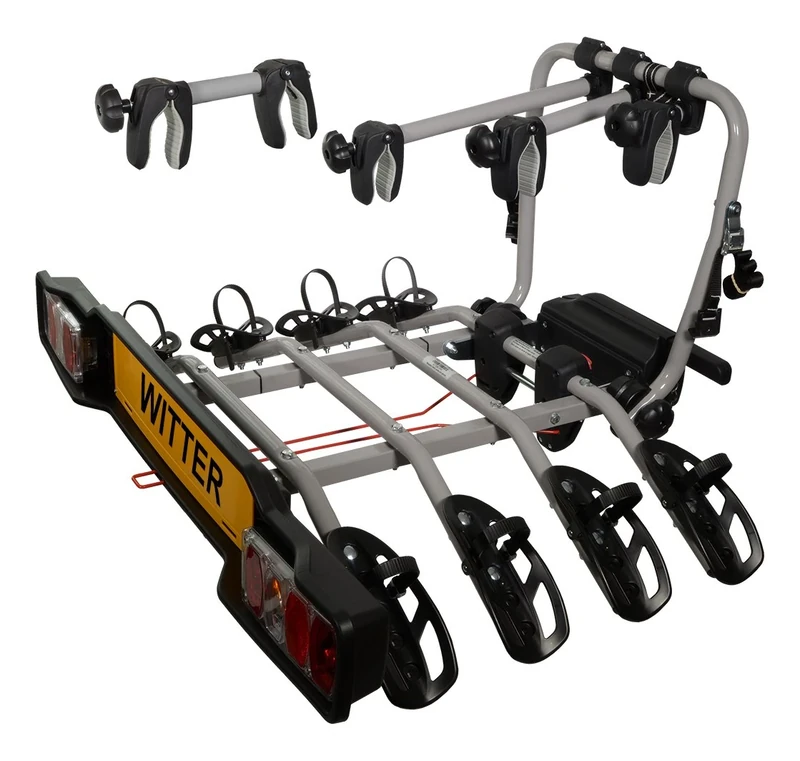 Witter ZX304 Clamp-on Towbar Mounted Bike Rack for 4 Bikes | Maximum load 60 kg | Lightboard for 13-pin sockets