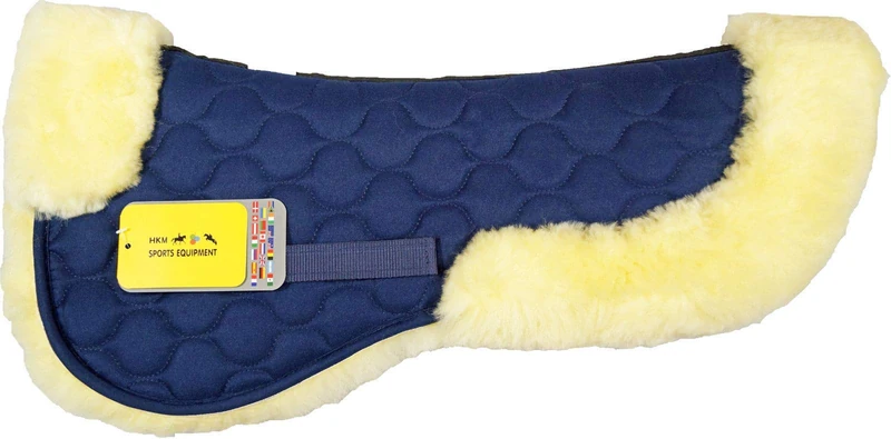 HKM Lambswool saddle pad Navy/Natural One Size