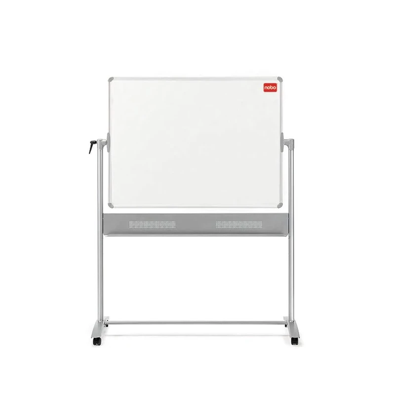Nobo Basic Melamine Mobile Dry Wipe Whiteboard with Horizontal Pivot (Flips Top to Bottom), 1200 x 900 mm, White, 1905239