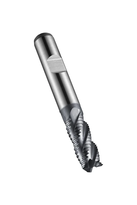 Dormer C90810.0 Series C908 HSS-E-PM 4 Flute Roughing End Mill/Milling Cutter, Alcrona coating, DIN 1835B Shank, 10.00 mm Cutting Diameter