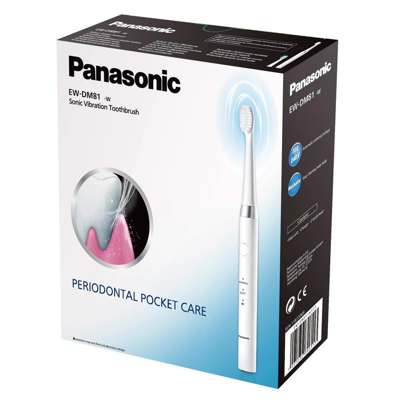 Panasonic EW-DM81-W503 Sonic Electric Toothbrush, Rechargeable (2 Heads, 2 Modes of Use, 31,000 Vibrations per Minute, Lightweight Design)