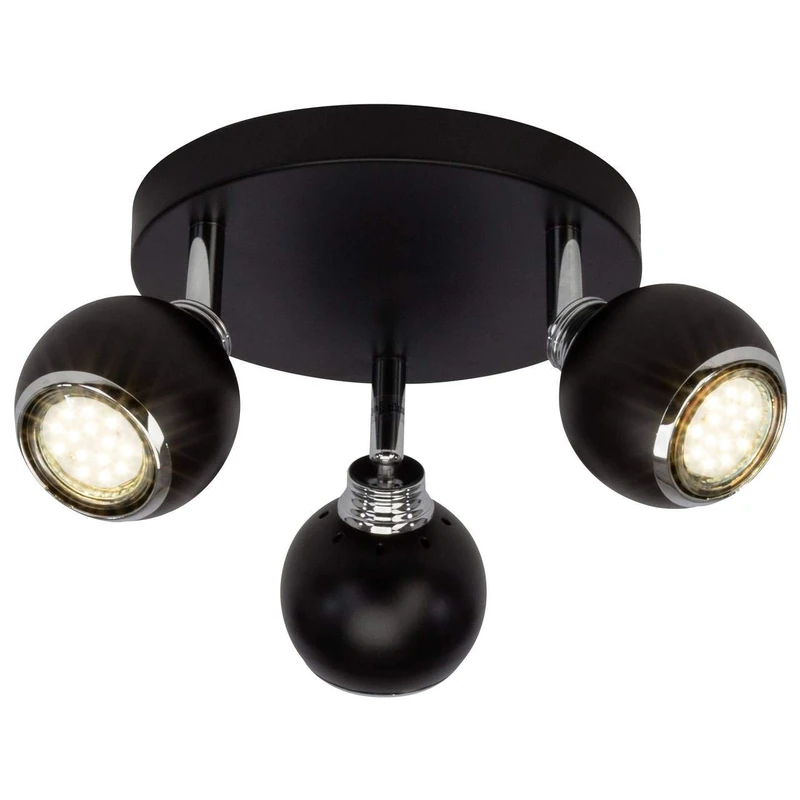 Brilliant Ina LED Spotlight 3 Bulb Ceiling Spotlight, swivelling, Black/Chrome, 750 lumens, 3X GU10 3W LED Reflector Lamps Included