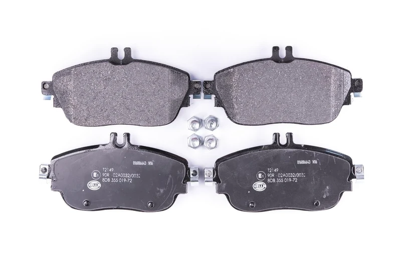 HELLA 8DB 355 019-721 Brake pad set - prepared for wear indicator - T2149 - for e.g. INFINITI / MERCEDES-BENZ
