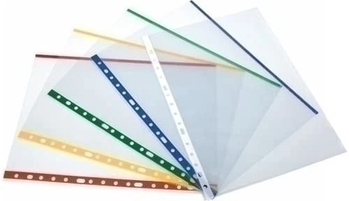 Grafoplás 5501030 Box of 100 Transparent Multi-Drill Pockets, A4, Blue, 11 Holes, Polypropylene, Extra Glass, for Ring Binder - Image 1