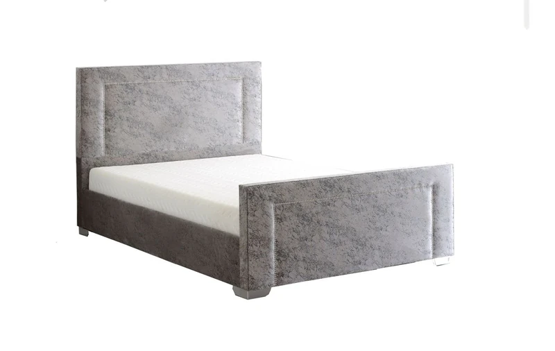 TULIP BED FRAME WITH MATTRESS Upholstery Bed Frame, Fabric, Silver, King