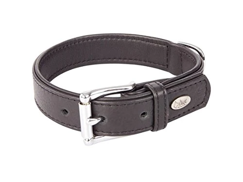 Dingo Dog Collar Handmade of Noble Leather (Aniline) Rare High Quality Black 13809