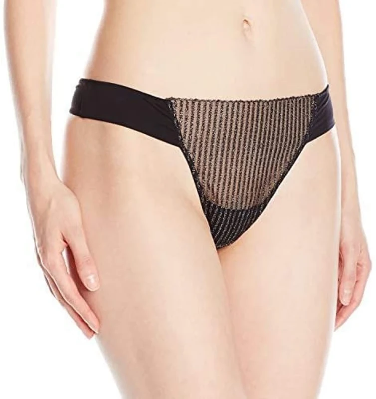 Natori Women's Imperial Thong - Black Shine, Size L - Image 1