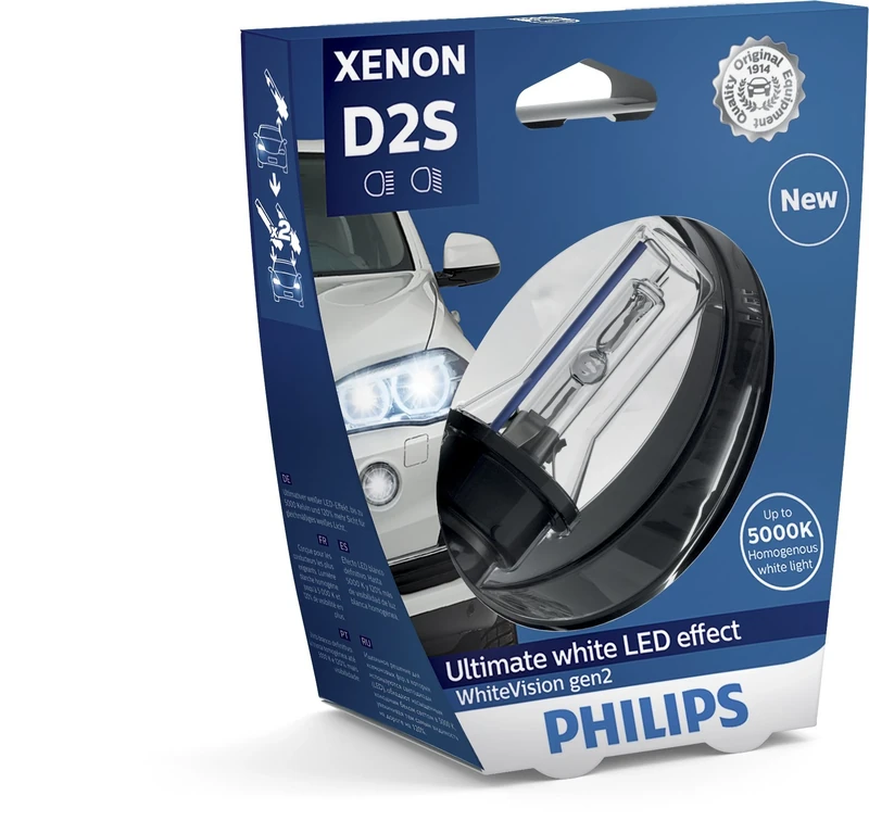 Philips 85122WHV2S1 WhiteVision gen2 Xenon headlight bulb D2S, single blister