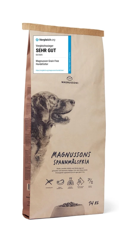 MAGNUSSONs Grain Free (1 x 14 kg) - Grain-Free Dry Dog Food for Adult Dogs of All Breeds - Complete Food - High Percentage of Fresh Meat - Oven Baked